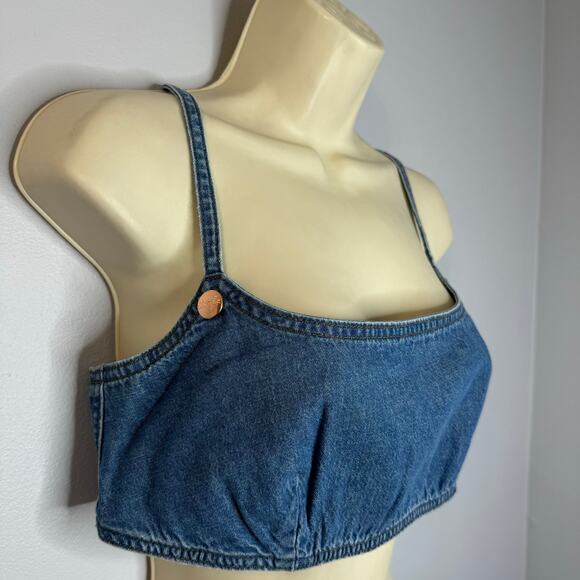 Wrangler + STAUD The Jean Cropped Denim Top Sexy Women's M New - Picture 4 of 15